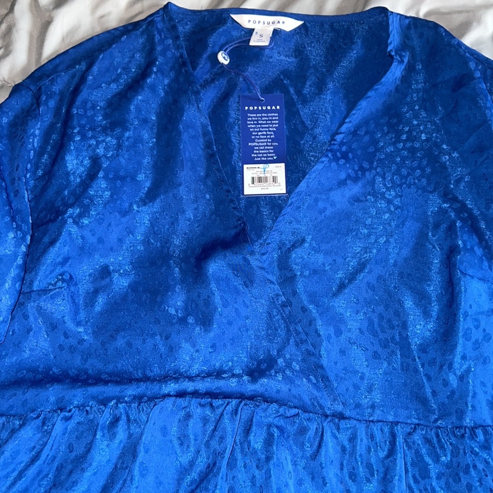 Small Popsugar Blue Patterned Blouse. - Picture 2 of 9